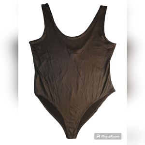 BLACK FAUX LEATHER TANK BODYSUIT